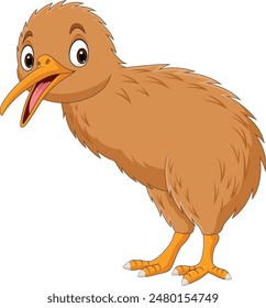 Illustration of cartoon happy kiwi bird