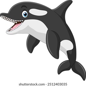 Illustration of cartoon happy orca 