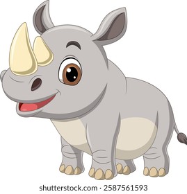 Illustration of cartoon happy rhino