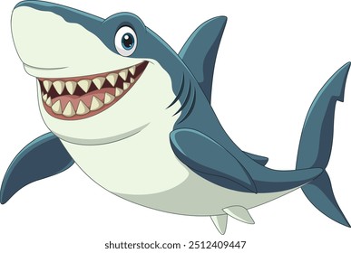 Illustration of cartoon happy shark