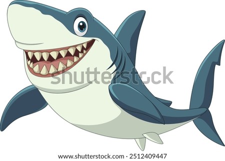 Illustration of cartoon happy shark