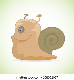 Illustration of cartoon happy smiling snail