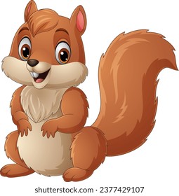 Illustration of cartoon happy squirrel 