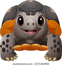 Illustration of cartoon happy turtle