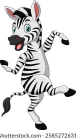 Illustration of cartoon happy zebra dancing