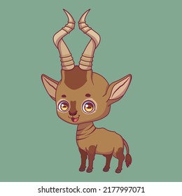 Illustration of a cartoon hartebeest on colorful background