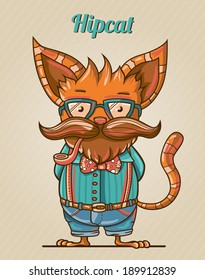 Illustration of cartoon hipster style cat