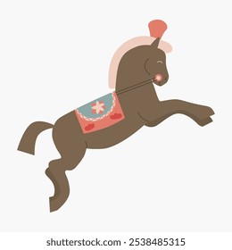 Illustration of cartoon horse. Hand drawn vector. Cartoon style, flat design. Logo design templates. 