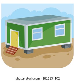 illustration of cartoon house container construction worker, vector illustration, eps
