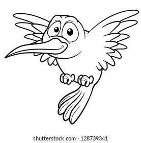 illustration of Cartoon Hummingbird - Coloring book