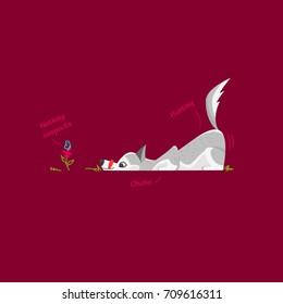 Illustration of a cartoon Husky. Lovely dog.
