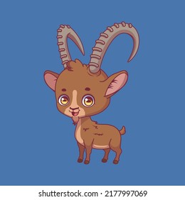 Illustration of a cartoon ibex on colorful background