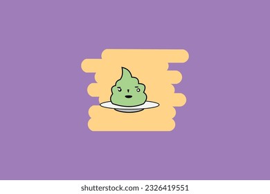 Illustration of cartoon ice cream on a plate on white