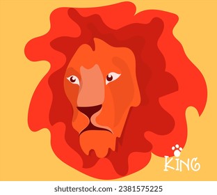 illustration of a cartoon image of a lion in a combination of orange and yellow, this vector is good for covers and banners