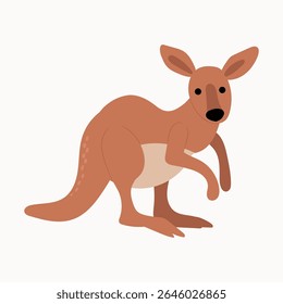 Ilustração de um canguru dos desenhos animados. Fundo branco, isolar
