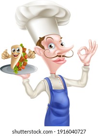 An Illustration of a Cartoon Kebab Chef 