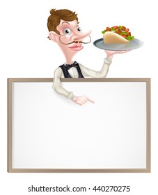 An Illustration of a Cartoon Kebab Waiter Sign