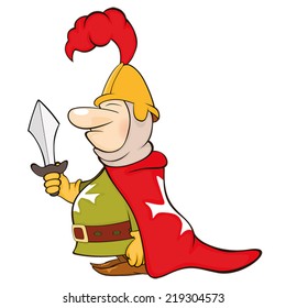 Illustration of a cartoon knight 