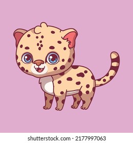 Illustration of a cartoon leopard on colorful background