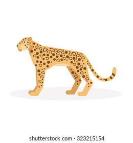 Illustration cartoon leopard on a white background