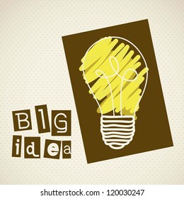 Illustration of cartoon light bulb, vector illustration