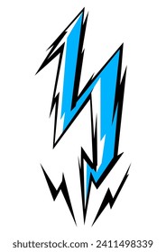 Illustration of cartoon lightning. Grunge graffiti stylized image of natural phenomenon.