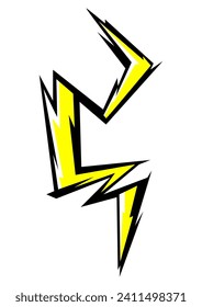 Illustration of cartoon lightning. Grunge graffiti stylized image of natural phenomenon.