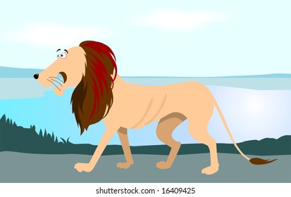 Illustration of a cartoon lion	