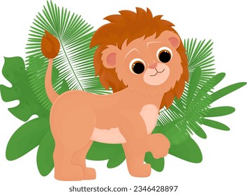 illustration of cartoon lion , cartoon drawing, vector animal