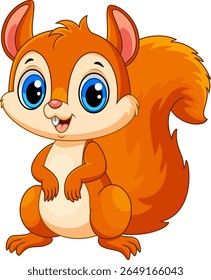 Illustration of Cartoon Little cute squirrel on white background 