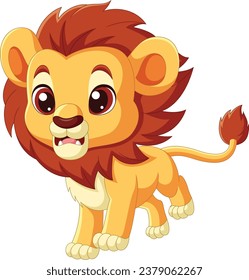 Illustration of cartoon little lion running