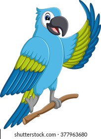 illustration of Cartoon macaw flying
