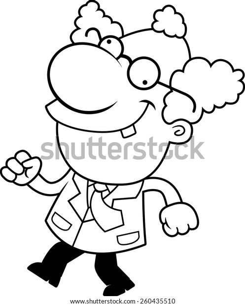 Illustration Cartoon Mad Scientist Walking Stock Vector (Royalty Free ...