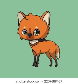 Illustration of a cartoon maned wolf on colorful background