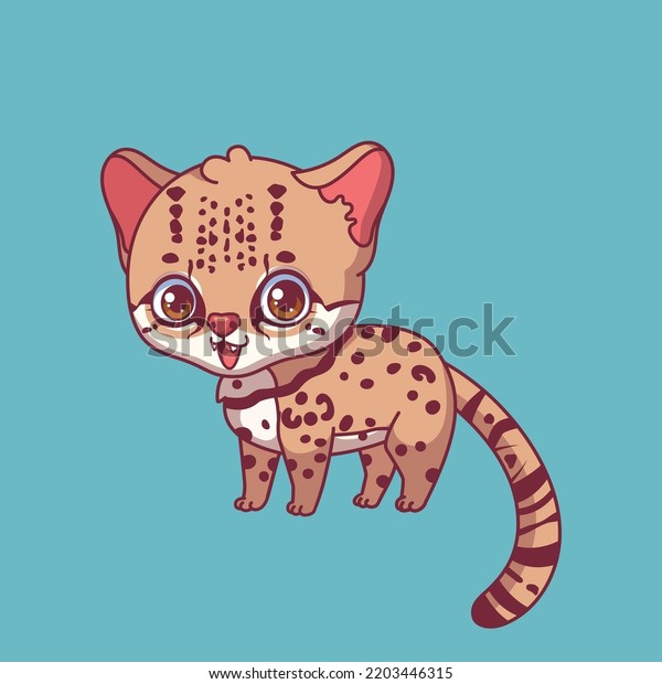 Illustration Cartoon Margay On Colorful Background Stock Vector ...