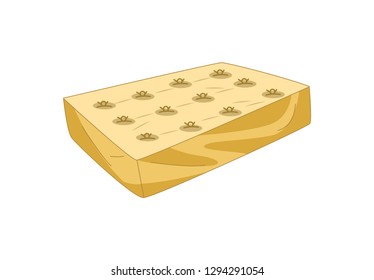 illustration of a cartoon mattress, an insulated mattress on a white background