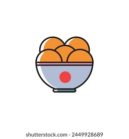 Illustration cartoon meatball with blank background