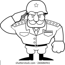 An illustration of a cartoon military general saluting.