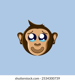 Illustration of a cartoon monkey emoji being moved. Suitable for stickers, children's picture book icons, and to complement graphic design work.