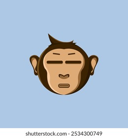 Ilustração de um emoji de macaco de desenho animado que parece desapontado. Adequado para adesivos, ícones de livros de imagens infantis e para complementar o trabalho de design gráfico.