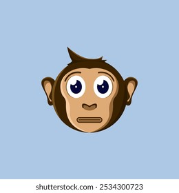 Ilustração de um emoji de macaco de desenho animado que está interessado em alguma coisa. Adequado para adesivos, ícones de livros de imagens infantis e para complementar o trabalho de design gráfico.