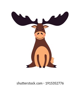 Illustration of a cartoon moose. Vector illustration isolated on white background.
