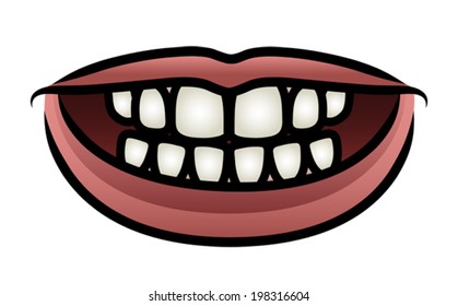 Illustration of a cartoon mouth giving a toothy smile. Eps 8 Vector.