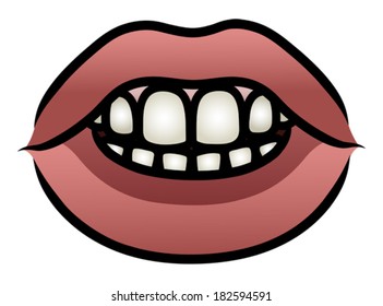 Illustration of a cartoon mouth shushing angrily. Eps 8 Vector.