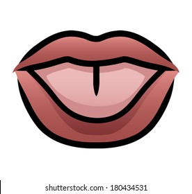 Illustration of a cartoon mouth sticking it's tongue out. Eps 8 Vector.