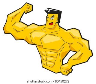 illustration of cartoon muscleman