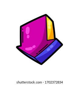 Illustration of cartoon musical download arrow. Music party colorful teenage creative image. Fashion symbol in modern comic style.