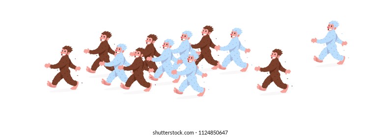 Illustration of a cartoon nice Bigfoot and Yeti. Vector illustration. Image is isolated on white background. Flat fashion illustration for banner, print and website. Mascots of the company.