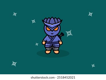 illustration of cartoon ninja person with sword