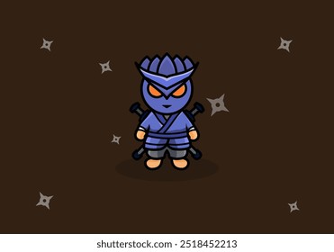 illustration of cartoon ninja person with two sword